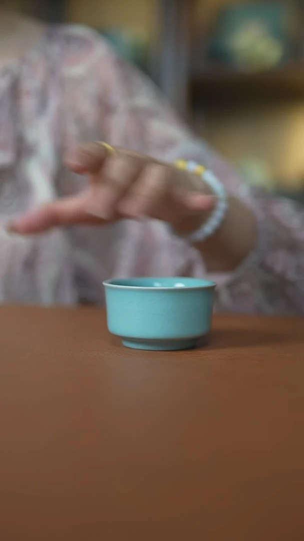 杯仿古天青小唇口杯一级