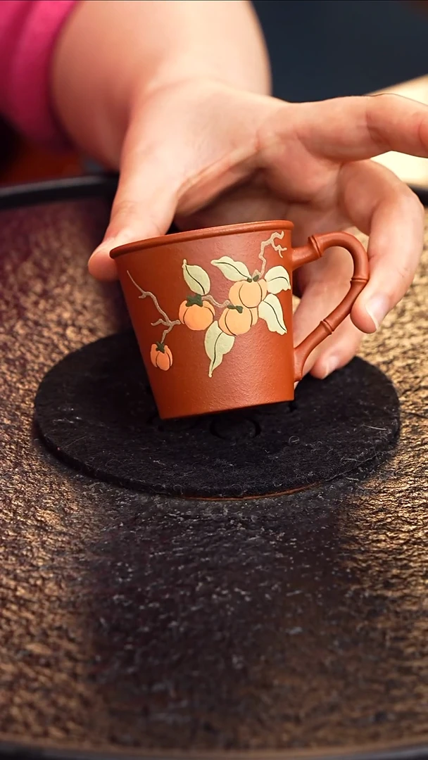 茶壶紫砂CK 朱泥带把主人杯7/80毫升