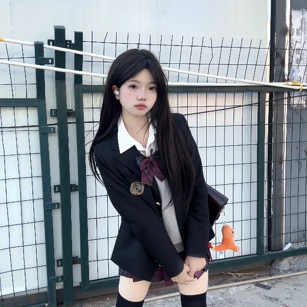 樱花兔~原创日系三粒扣jk西服外套短款学院风西装女收腰百搭制服