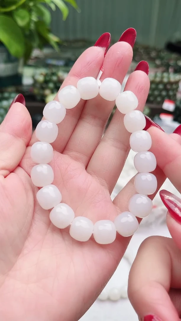 【闪购商品】和田玉手串未镶嵌纯天然和田玉新疆黑山羊脂白12