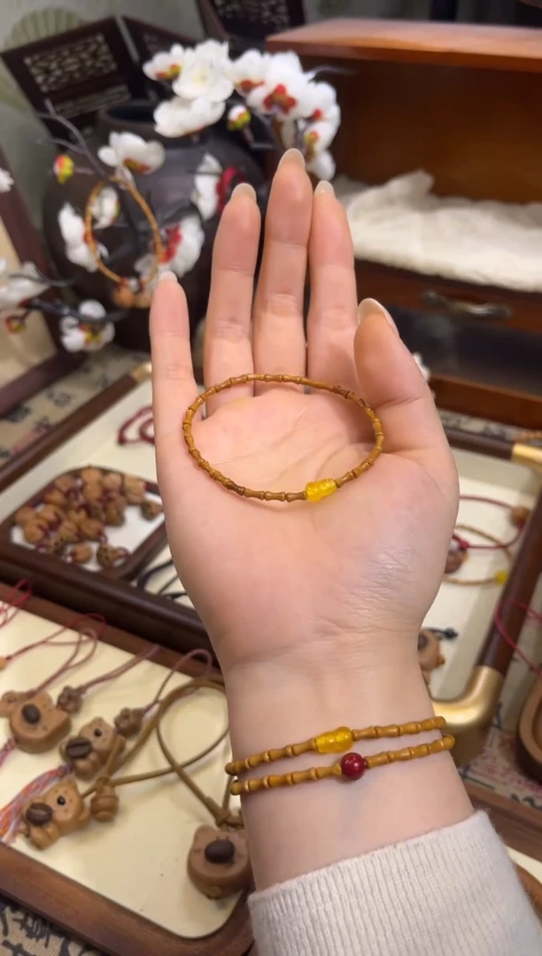 手串桃核【桃缘行】竹节「黄色葫芦」桃木桃核辟、挡、驱、护 备注手围