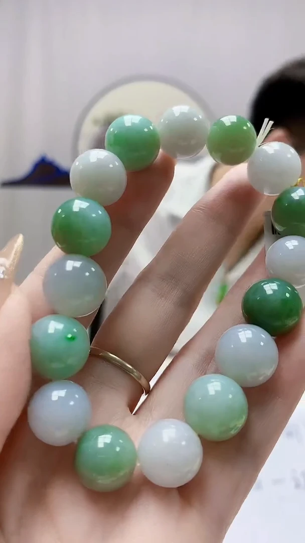 未镶嵌定制翡翠4868DD-毛货手串135