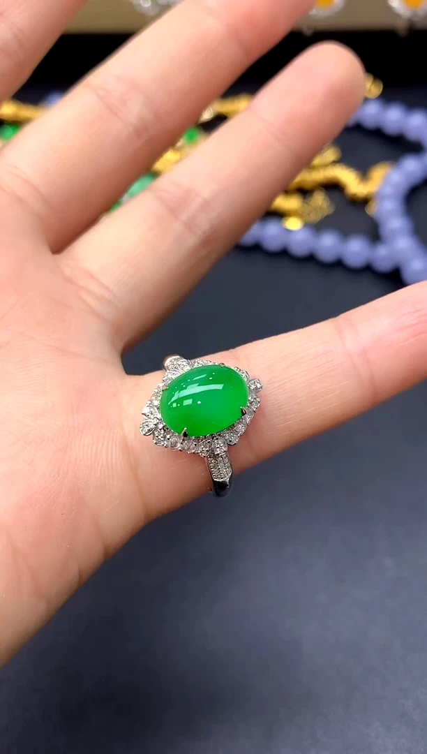 18K金镶嵌戒指翡翠376-中国好珍宝