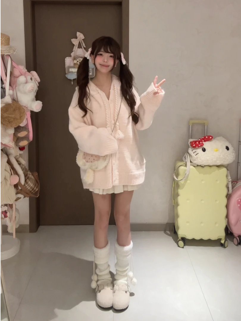 「小鸟自制」“绵绵冰”d家定染甜美可爱软糯开衫毛衣～颜色超嗲的