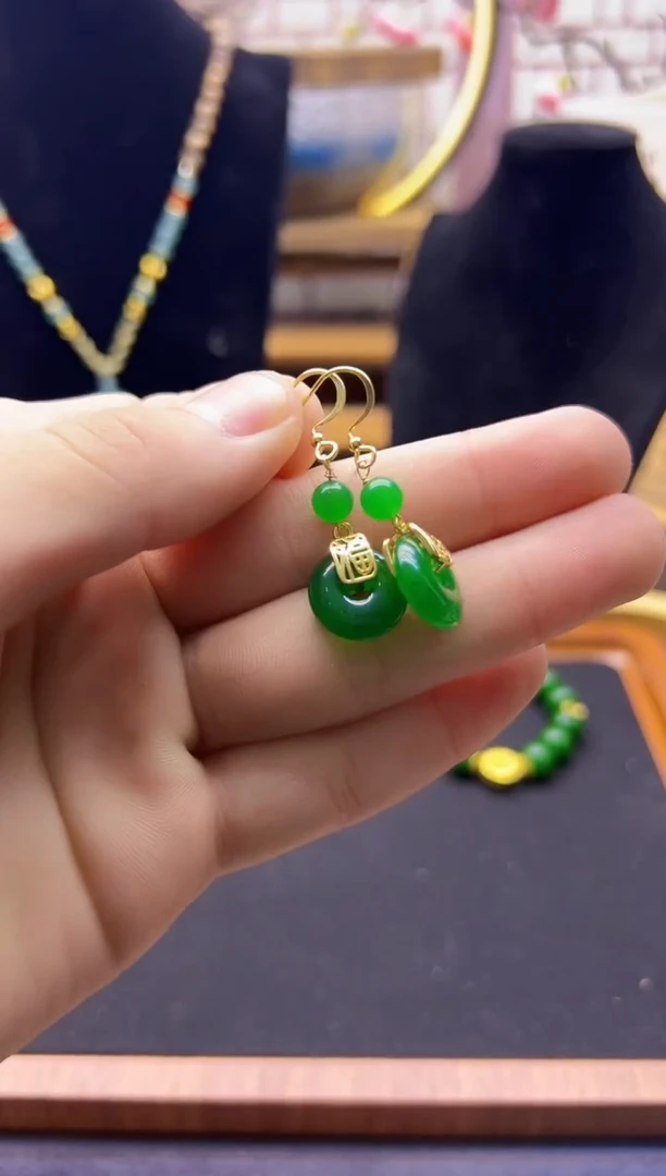 【闪购商品】翡翠耳饰14K金镶嵌E271