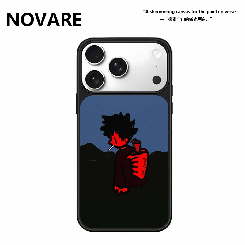 炽焰男孩磨砂磁吸黑边适用于苹果17promax防摔16手机壳保护套黑色