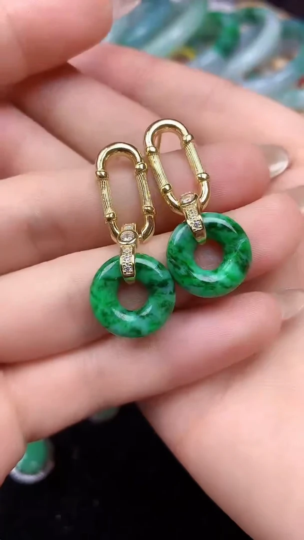 【闪购商品】翡翠耳饰银S925镶嵌耳饰