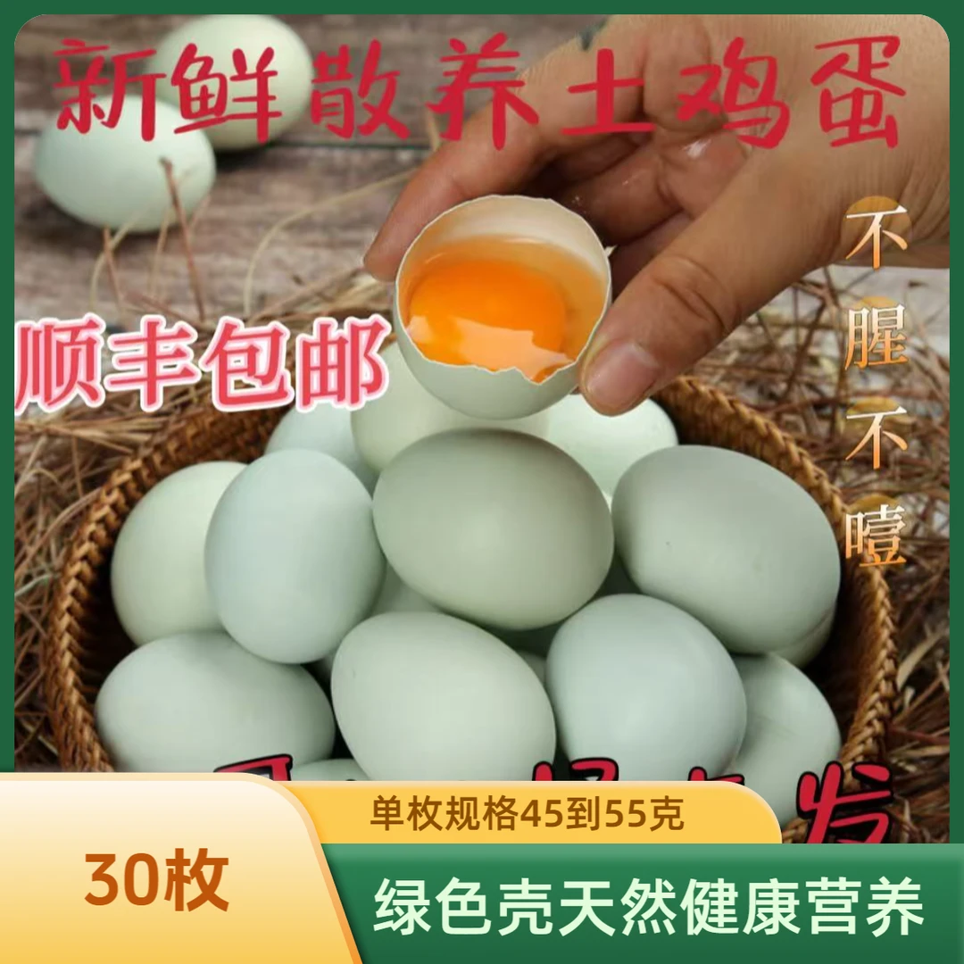 原生态散养30枚五黑鸡绿壳土鸡蛋