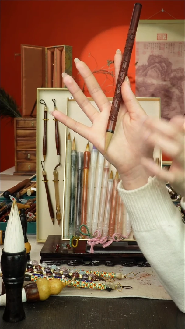 350号闪孤品高货毛笔链接 清水试笔 蘸墨不退