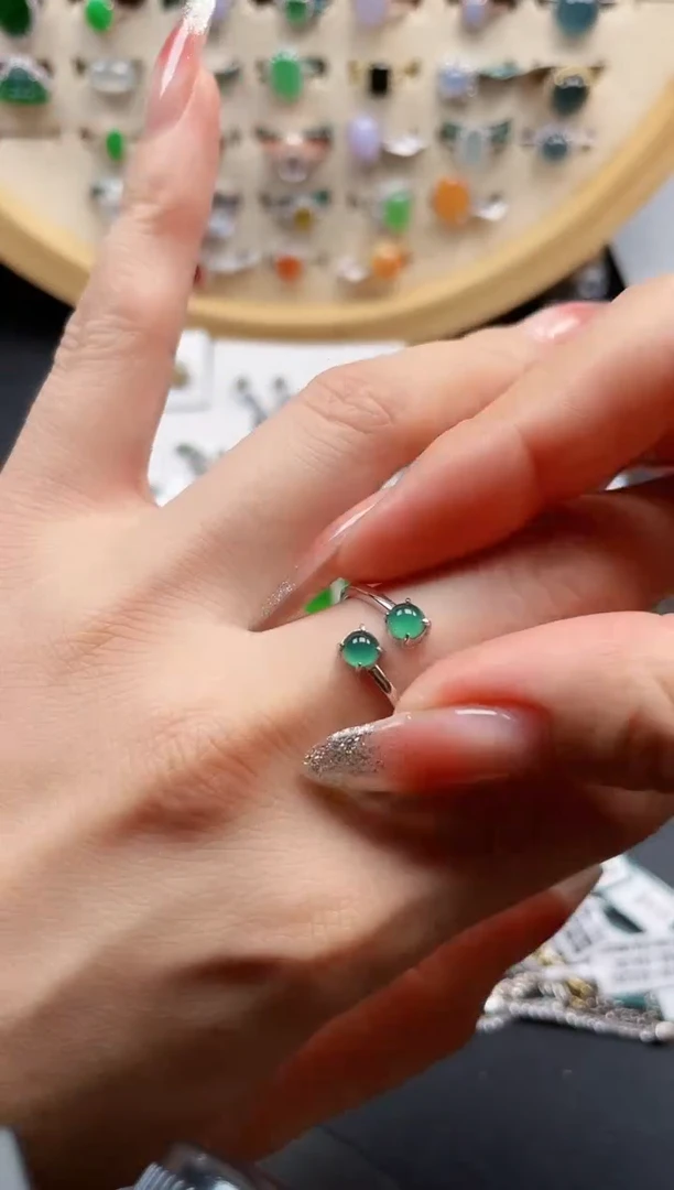 银S925镶嵌戒指翡翠天然翡翠10.11/0082