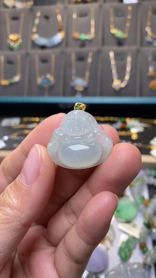 颈饰18K金镶嵌翡翠꧁****࿐净货36371