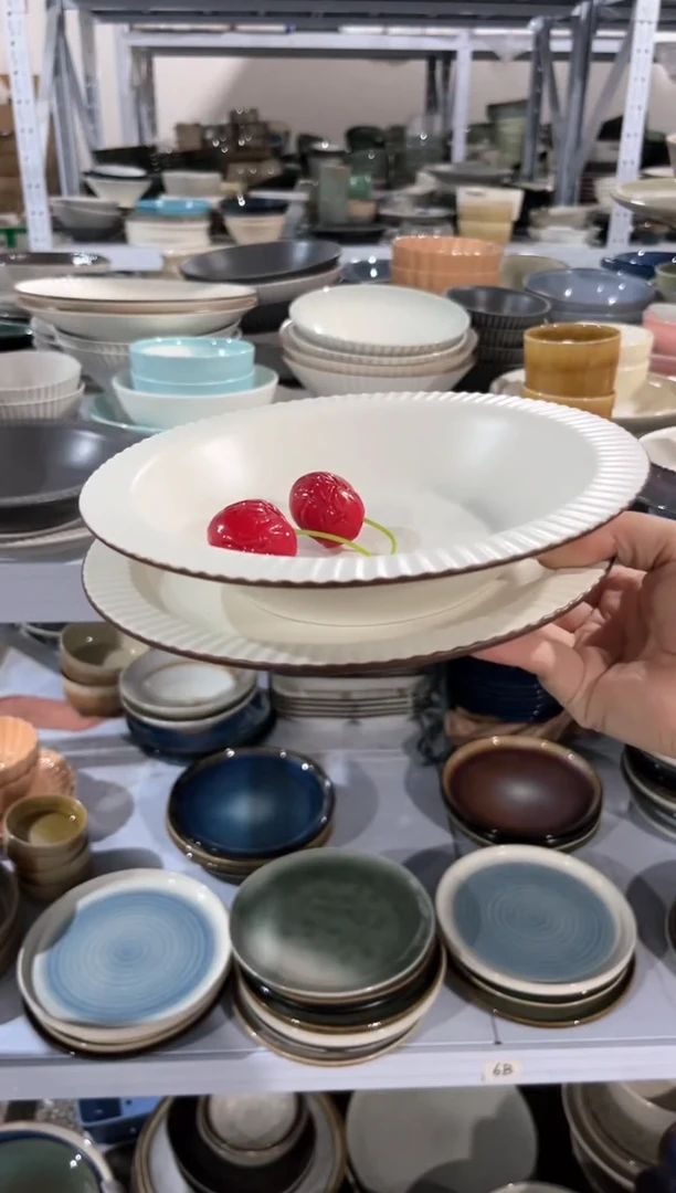 【闪购商品】瓷片贸尾货瑕疵满20包邮X2咖边浅盘加草帽