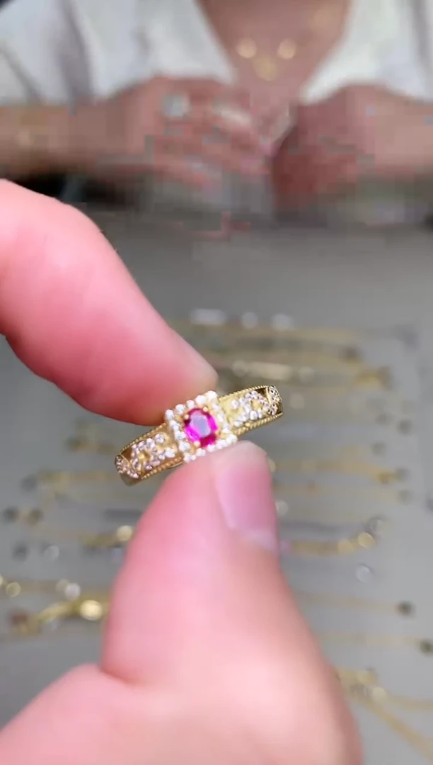 银S925镶嵌戒指红宝石戒指