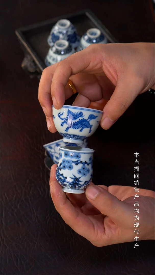 @*骆深窑柴窑麒麟杯-龙御景窑柴窑松竹梅小杯