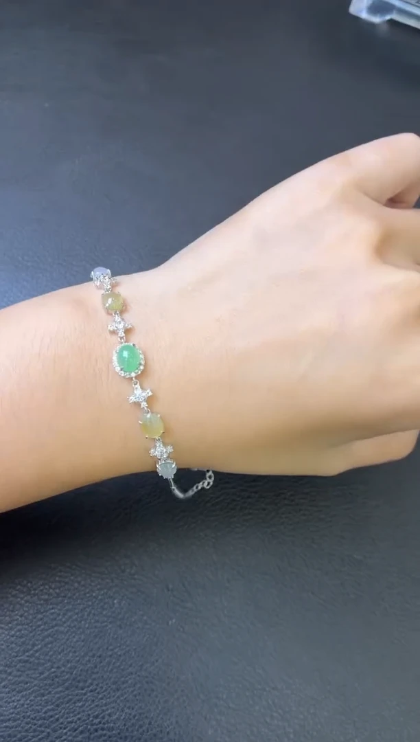 银S925镶嵌手链翡翠手链