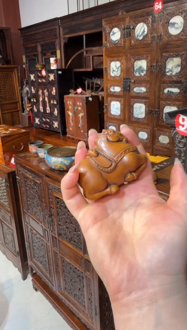 木黄杨木马上有钱手把件68.888