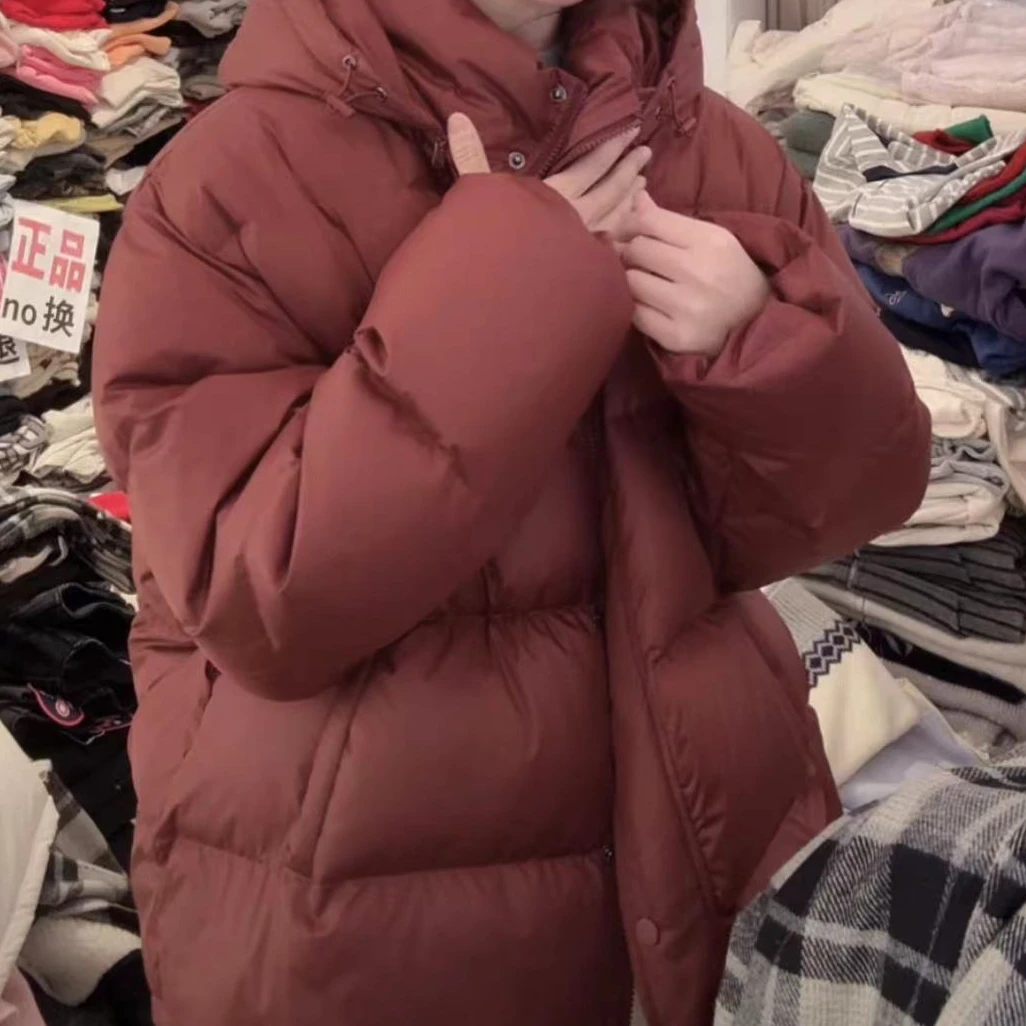［小小布］no退换-东大门正品v5e酒红色奶白色羽绒服