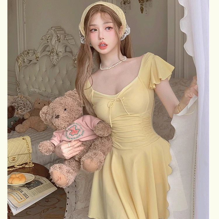 [西西莉亚]女款裙式连体显瘦保守遮肚纯欲度假泳衣女款保守又好看