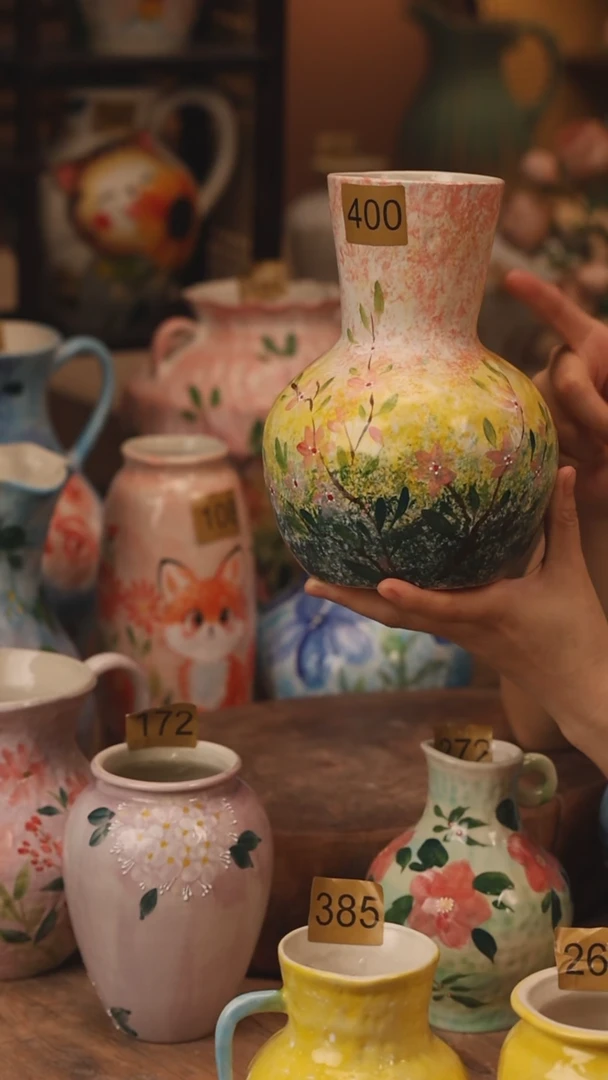 陶瓷400景德镇设计师手作花器摆件侘寂风