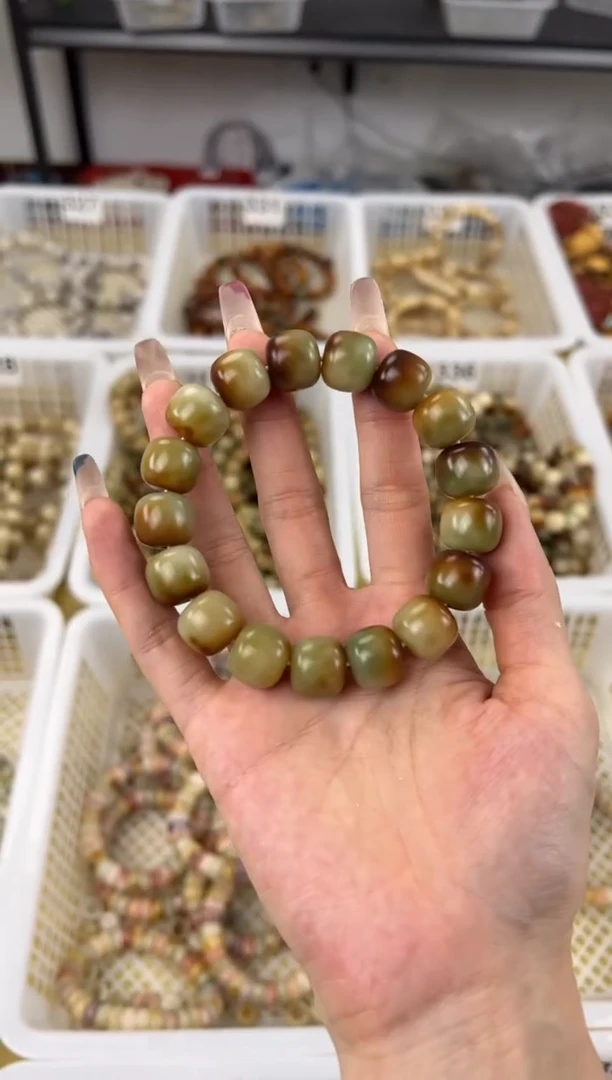 手串菩提根/象牙果卡14抹茶粟子高油料桶珠文玩手串332