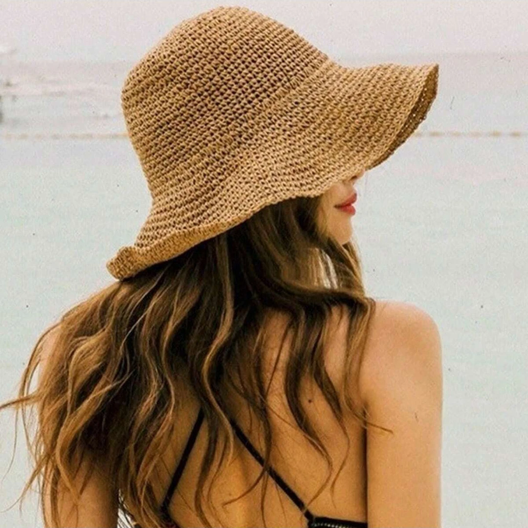 百搭可折叠草帽女夏季出游防晒遮阳帽韩版度假凉帽海边沙滩帽子潮