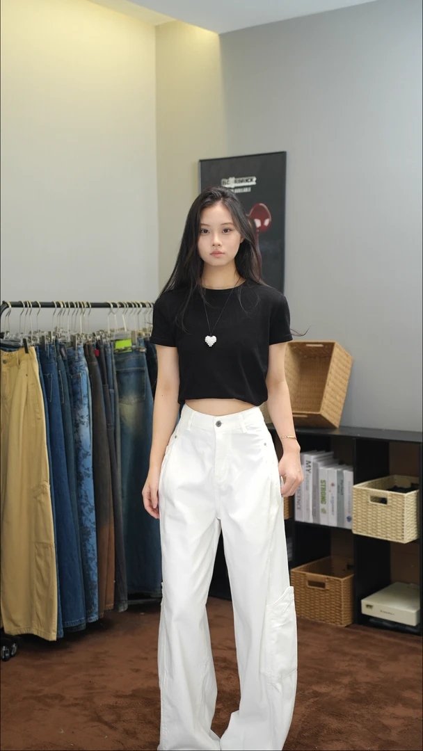 苏苏2025秋季新款美式复古高腰宽松直筒拖地裤A00025