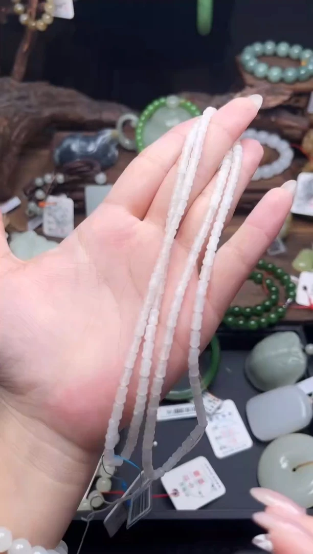 项链未镶嵌和田玉108青海白玉 竹节 9014883