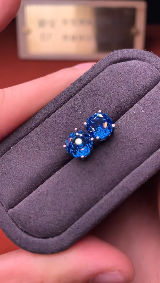 银S925镶嵌托帕石耳饰1234