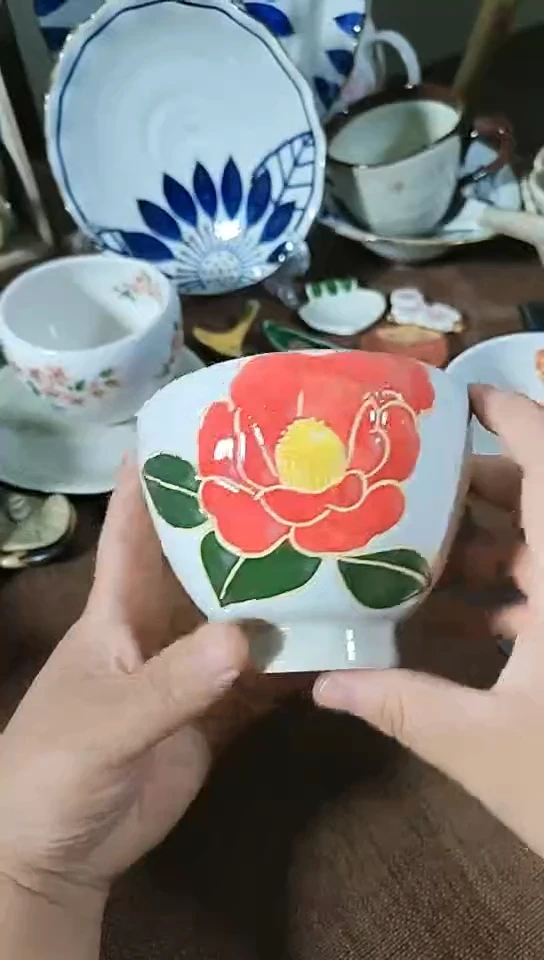 稻谷壳四季彩陶坊红色饭碗