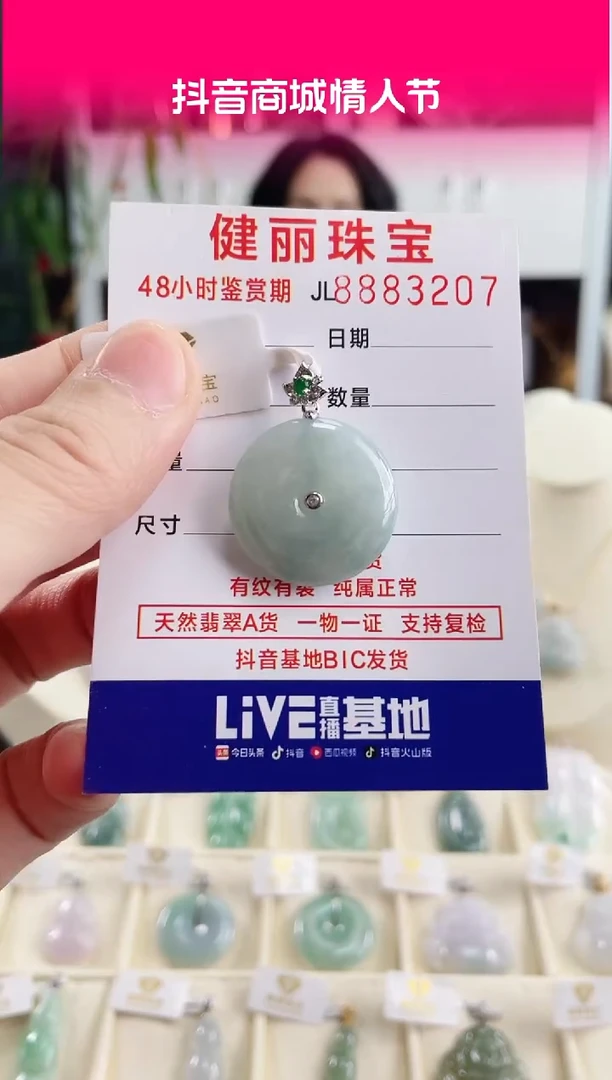 【闪购商品】翡翠颈饰银S925镶嵌天然缅甸翡翠 平安扣(一物一证)