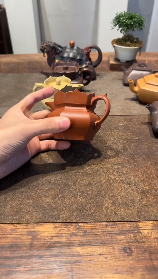 茶壶紫砂亮*朱泥小僧帽135cc