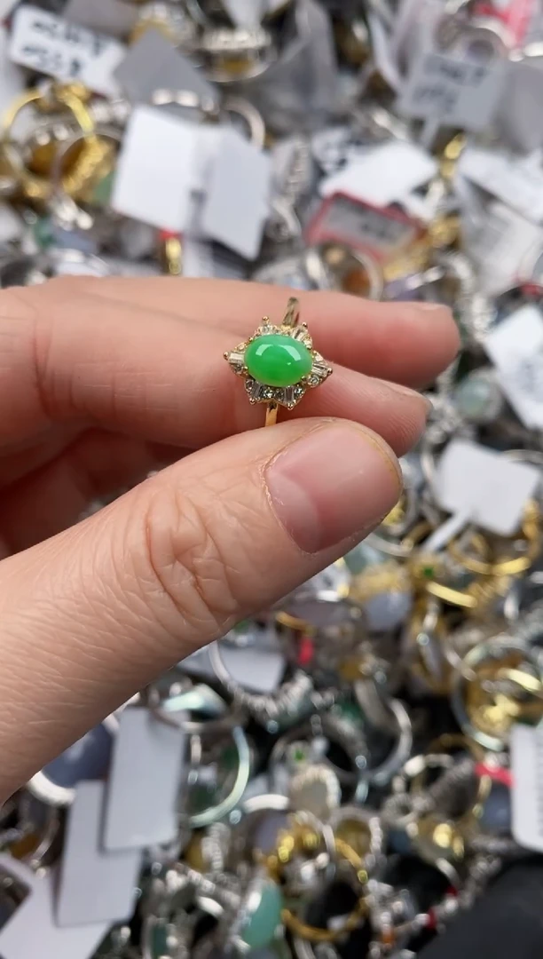 银S925镶嵌戒指翡翠777  3