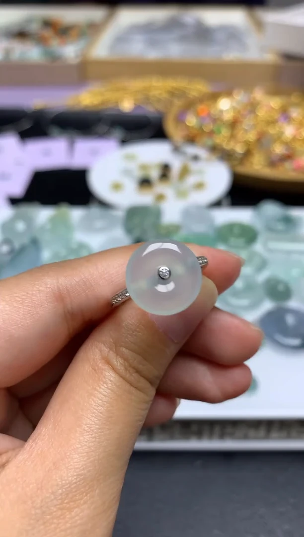 翡翠戒指银S925镶嵌净货
