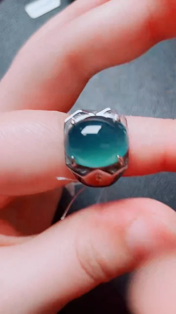 翡翠戒指银S925镶嵌翡翠