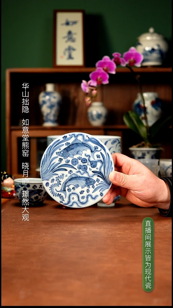 如意堂熊窑制 鱼藻纹壶承