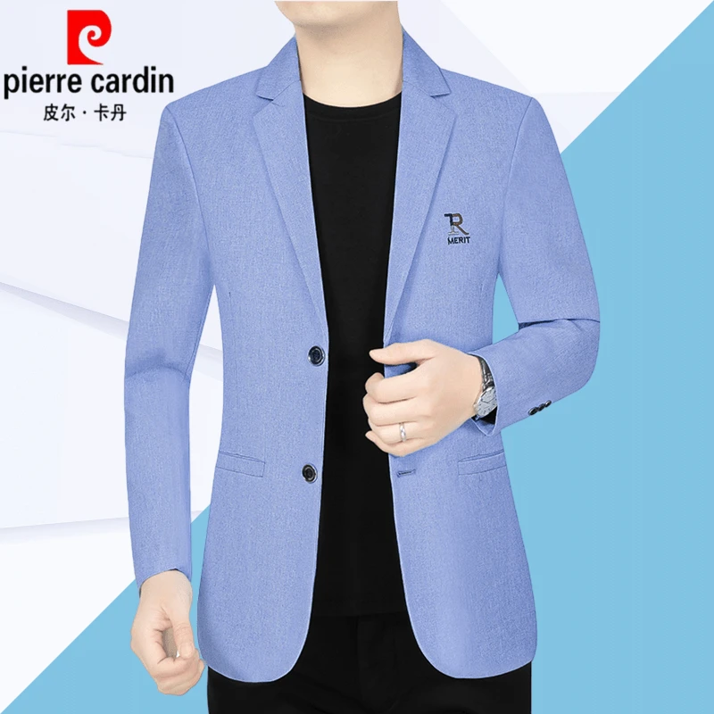 皮尔卡丹春秋季西装男士中年商务休闲百搭薄款西服外套单西上衣