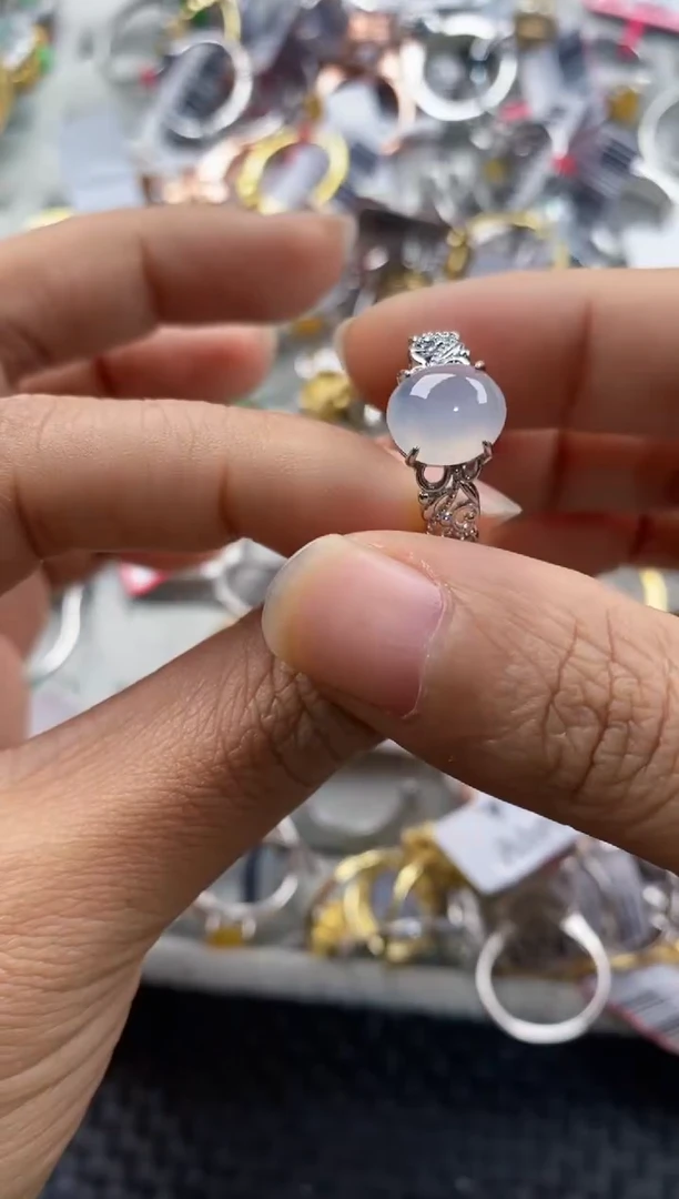 银S925镶嵌戒指翡翠333---3