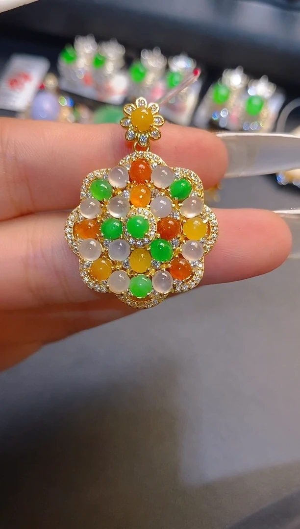 翡翠银S925镶嵌耳饰?****?天然