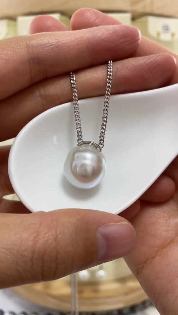 【闪购商品】海水珍珠套链银S925镶嵌澳白巴洛克