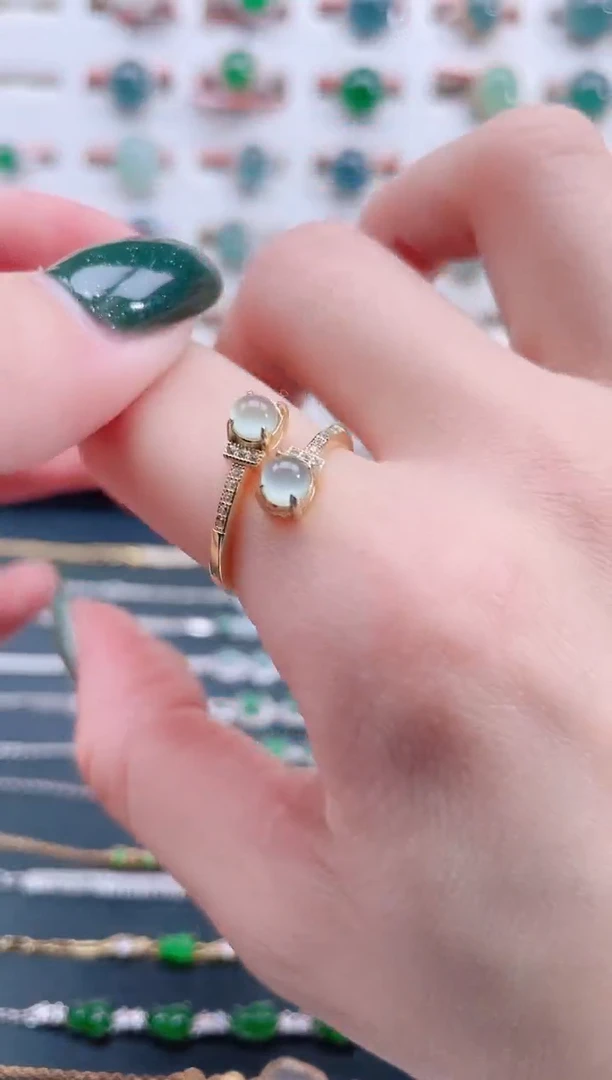 银S925镶嵌戒指翡翠天然翡翠