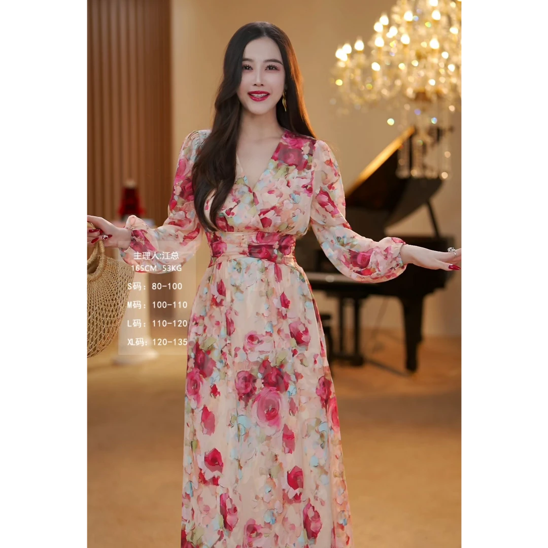 【JOSIE定制】玫瑰信使 法式气质显瘦日常春夏款收腰连衣裙-YL20144