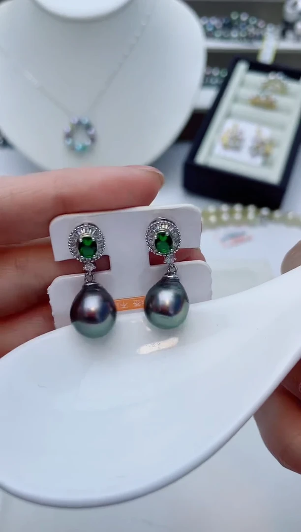 银S925镶嵌耳饰海水珍珠A33