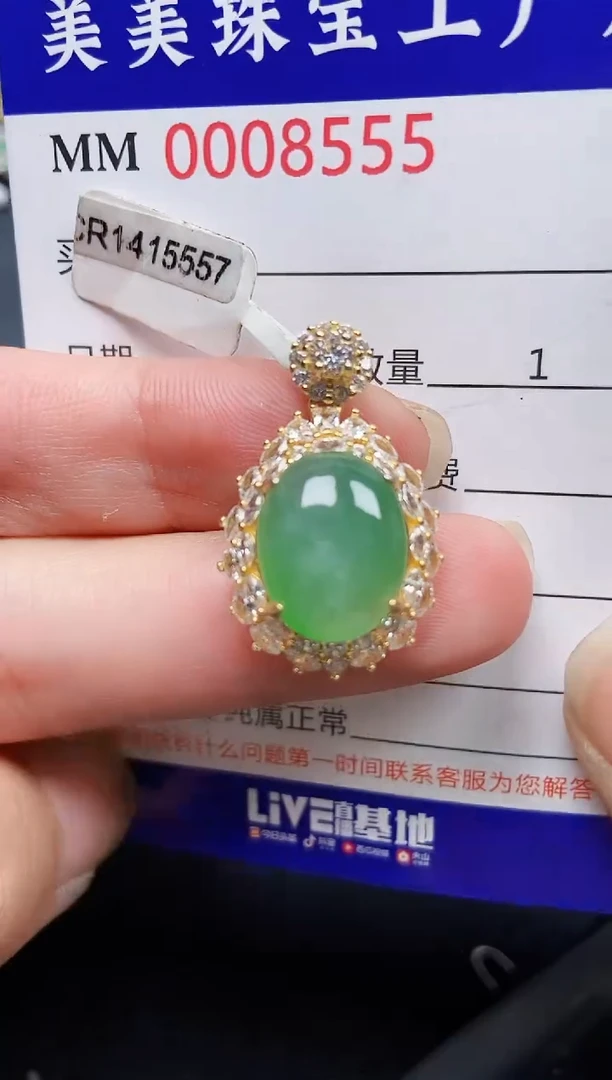 翡翠银S925镶嵌颈饰8555