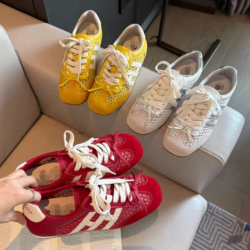 【甜妹】夏季网面德训鞋女平底2025韩版新款休闲运动鞋透气单鞋女