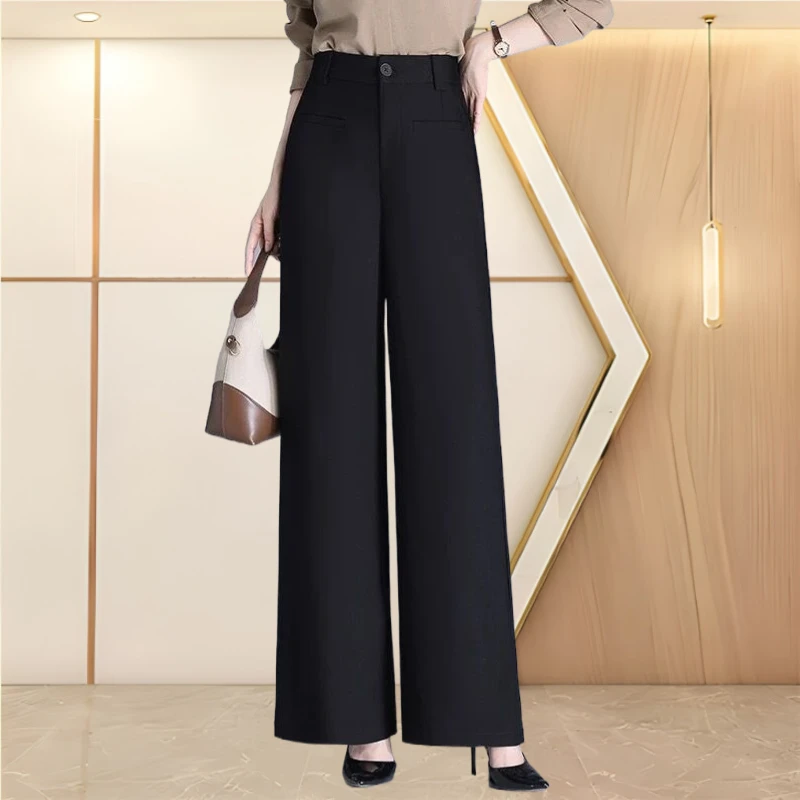 【莫瑞定制】高级感垂感西装裤2025年春夏高腰宽松显瘦中年直筒裤