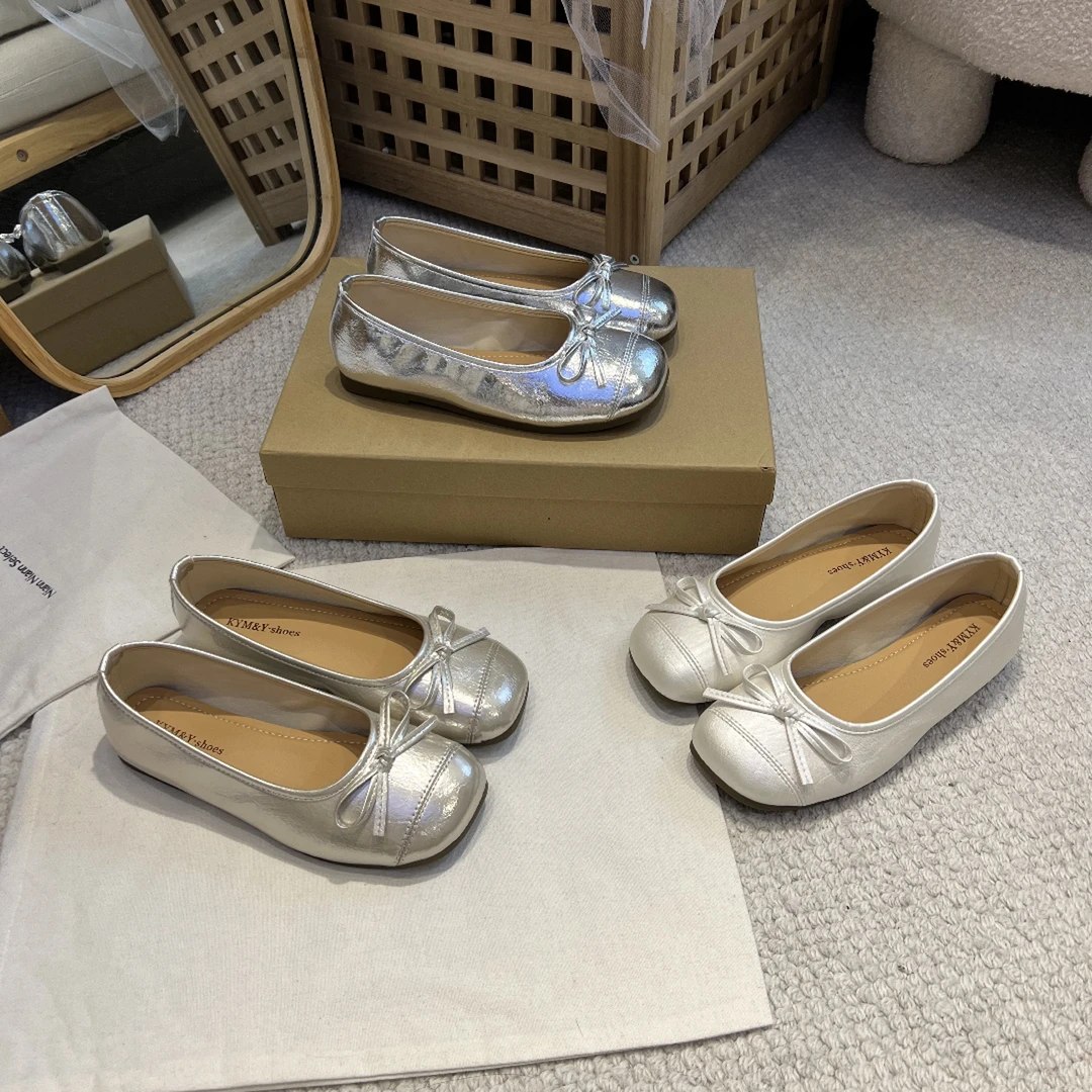 法式温柔风气质百搭蝴蝶结软底一脚蹬芭蕾风女鞋