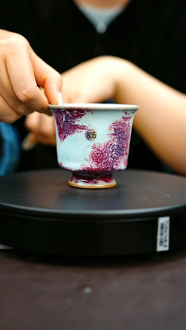 805#原矿钧瓷炉钧釉高足杯