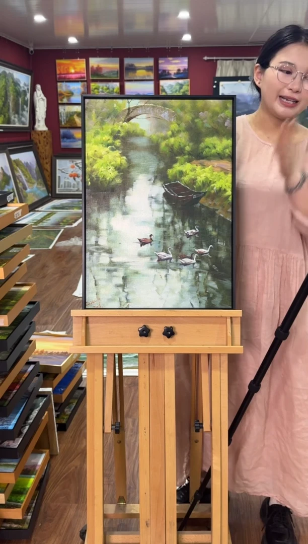 油画【带框包邮】朝鲜画家原创手绘油画作品