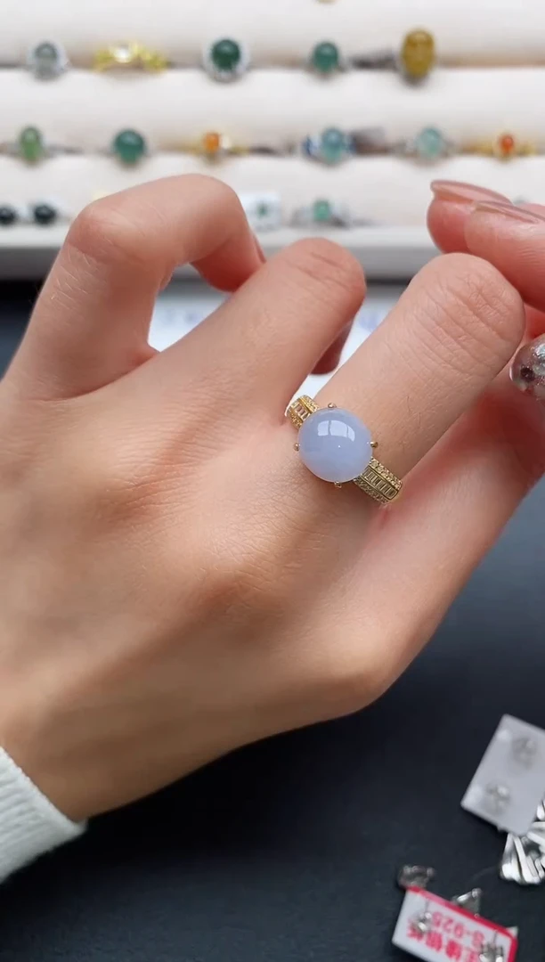 银S925镶嵌戒指翡翠66666666+3