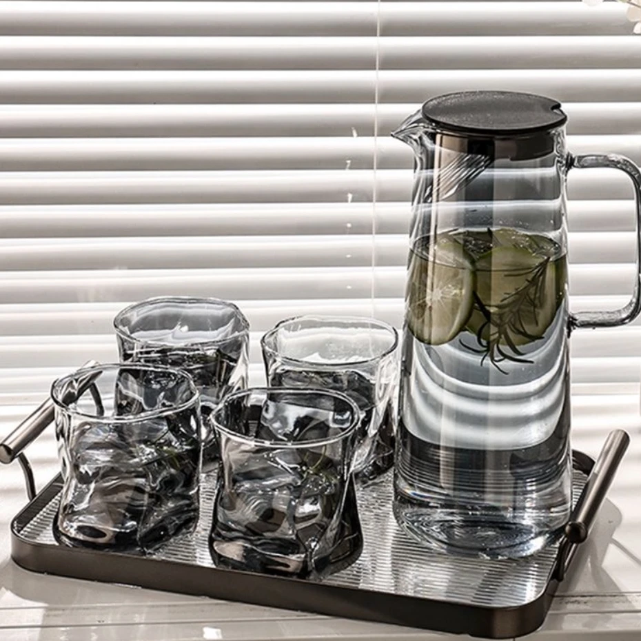 【8件套】轻奢北欧风耐高温冷水壶杯子高硼硅喝水杯家用水具套装